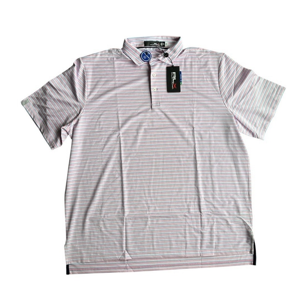 RLX Ralph Lauren Performance Multi Color Golf Polo Shirt Men's Size 2XL Stripe